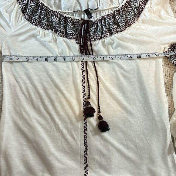 🆕 White House Black Market boho tassel top size S BIN E - Picture 7 of 9